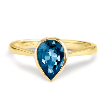Anillo de dedo 750/oro amarillo de 18 quilates Topacio azul de Londres
