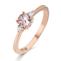 Anillo de dedo 750/oro rojo de 18 quilates Morganita rosa, Diamante 0.065 ct, 2 piedras, w-si