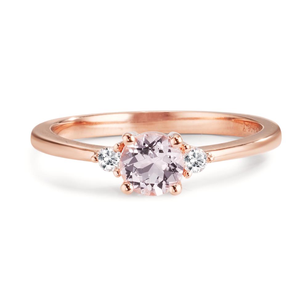 Anillo de dedo 750/oro rojo de 18 quilates Morganita rosa, Diamante 0.065 ct, 2 piedras, w-si