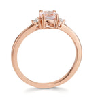 Anillo de dedo 750/oro rojo de 18 quilates Morganita rosa, Diamante 0.065 ct, 2 piedras, w-si