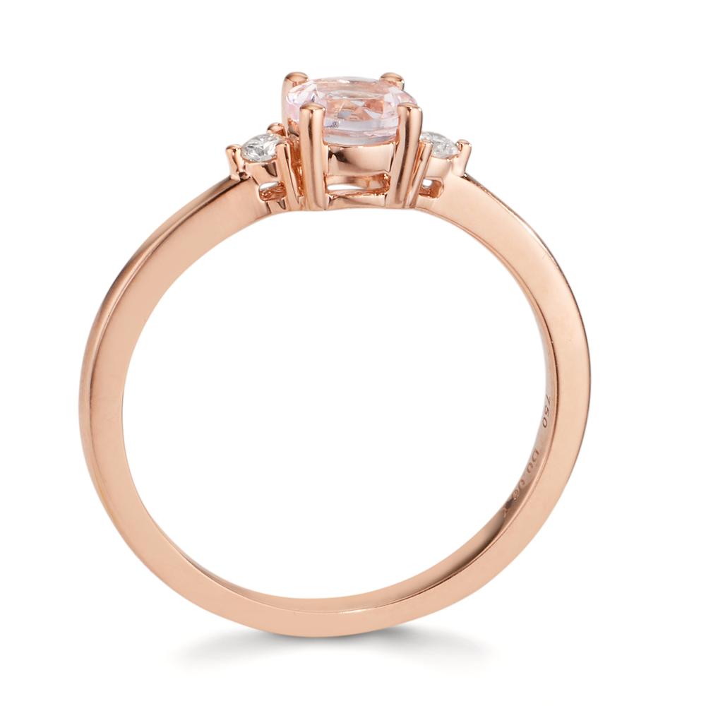 Anillo de dedo 750/oro rojo de 18 quilates Morganita rosa, Diamante 0.065 ct, 2 piedras, w-si