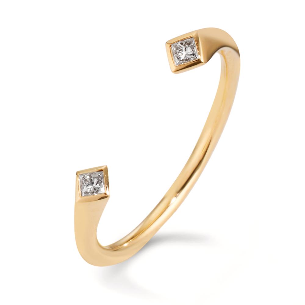 Anillo de dedo 750/oro amarillo de 18 quilates Diamante 0.07 ct, 2 piedras, [Carrée], w-si