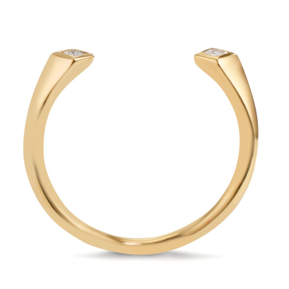 Anillo de dedo 750/oro amarillo de 18 quilates Diamante 0.07 ct, 2 piedras, [Carrée], w-si
