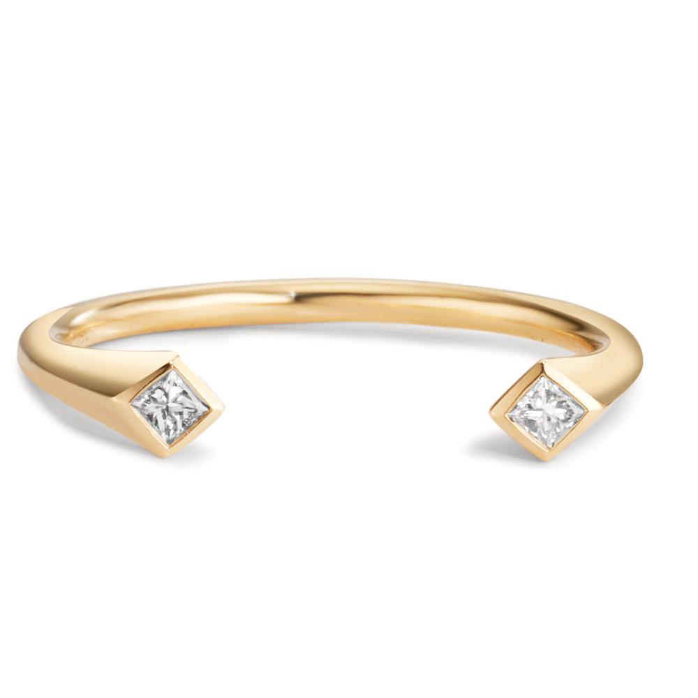 Anillo de dedo 750/oro amarillo de 18 quilates Diamante 0.07 ct, 2 piedras, [Carrée], w-si