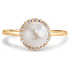 Anillo de dedo 750/oro amarillo de 18 quilates Diamante 0.125 ct, w-si Perla cultivada de agua dulce 7-7.5 mm