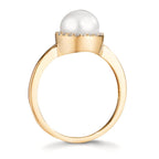 Anillo de dedo 750/oro amarillo de 18 quilates Diamante 0.125 ct, w-si Perla cultivada de agua dulce 7-7.5 mm