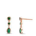 Pendientes Plata Circonita verde, 6 piedras Rosa Dorado