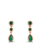 Pendientes Plata Circonita verde, 6 piedras Rosa Dorado