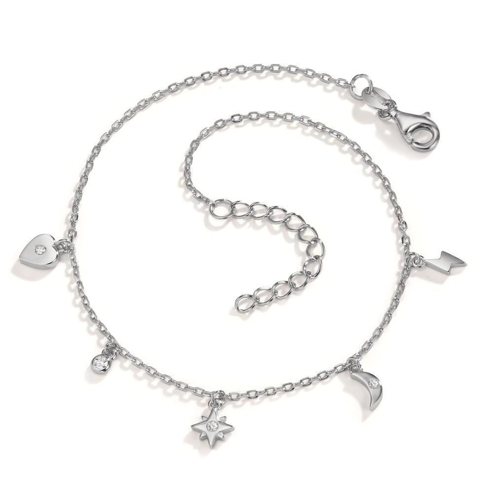 Tobilleras Plata Circonita 4 piedras Rodio plateado 22-25 cm