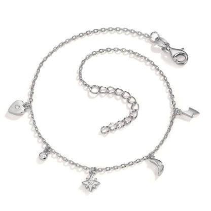 Tobilleras Plata Circonita 4 piedras Rodio plateado 22-25 cm