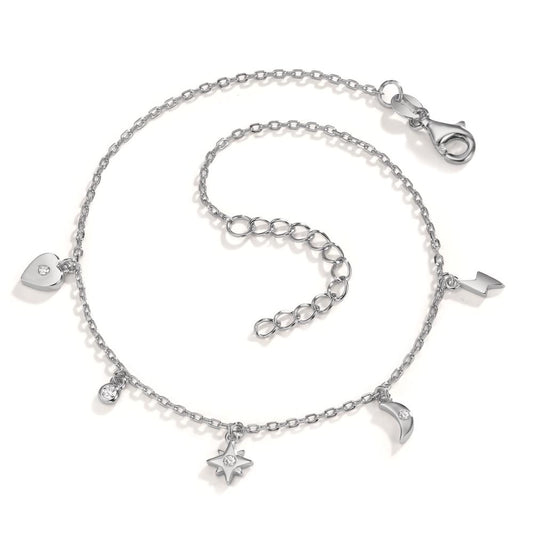 Tobilleras Plata Circonita 4 piedras Rodio plateado 22-25 cm