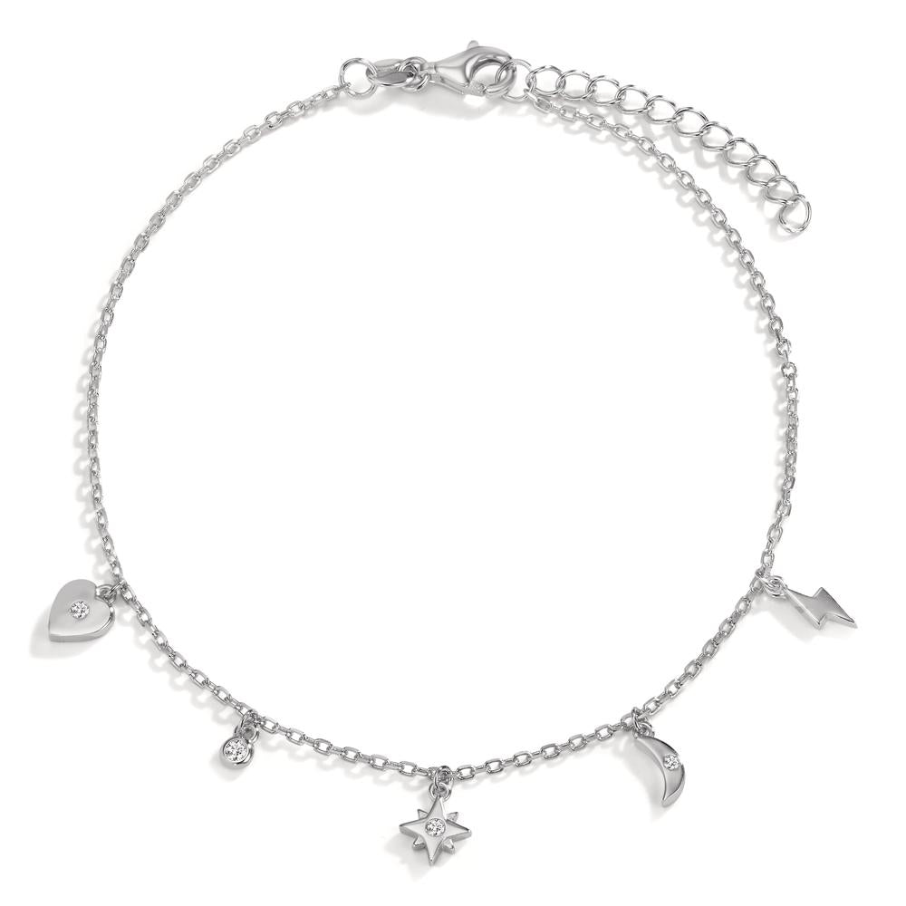 Tobilleras Plata Circonita 4 piedras Rodio plateado 22-25 cm