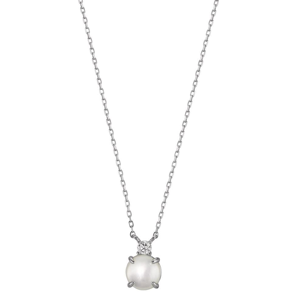 Collar Plata Circonita Rodio plateado Madre perla 40-45 cm