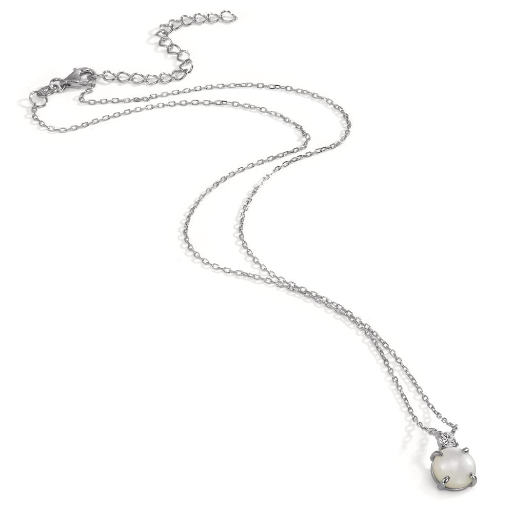 Collar Plata Circonita Rodio plateado Madre perla 40-45 cm