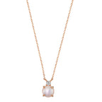 Collar Plata Circonita Rosa Dorado Madre perla 40-45 cm
