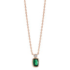 Collar Plata Circonita verde, Circonita blanco Rosa Dorado 40-45 cm