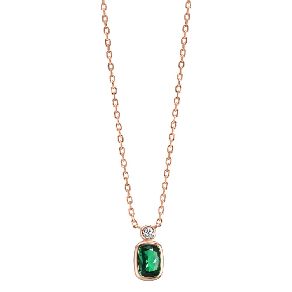 Collar Plata Circonita verde, Circonita blanco Rosa Dorado 40-45 cm