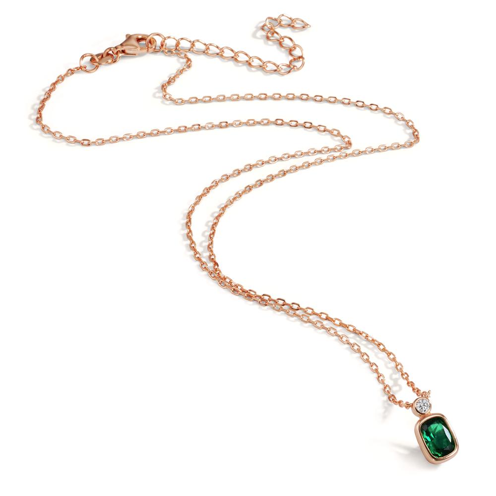 Collar Plata Circonita verde, Circonita blanco Rosa Dorado 40-45 cm