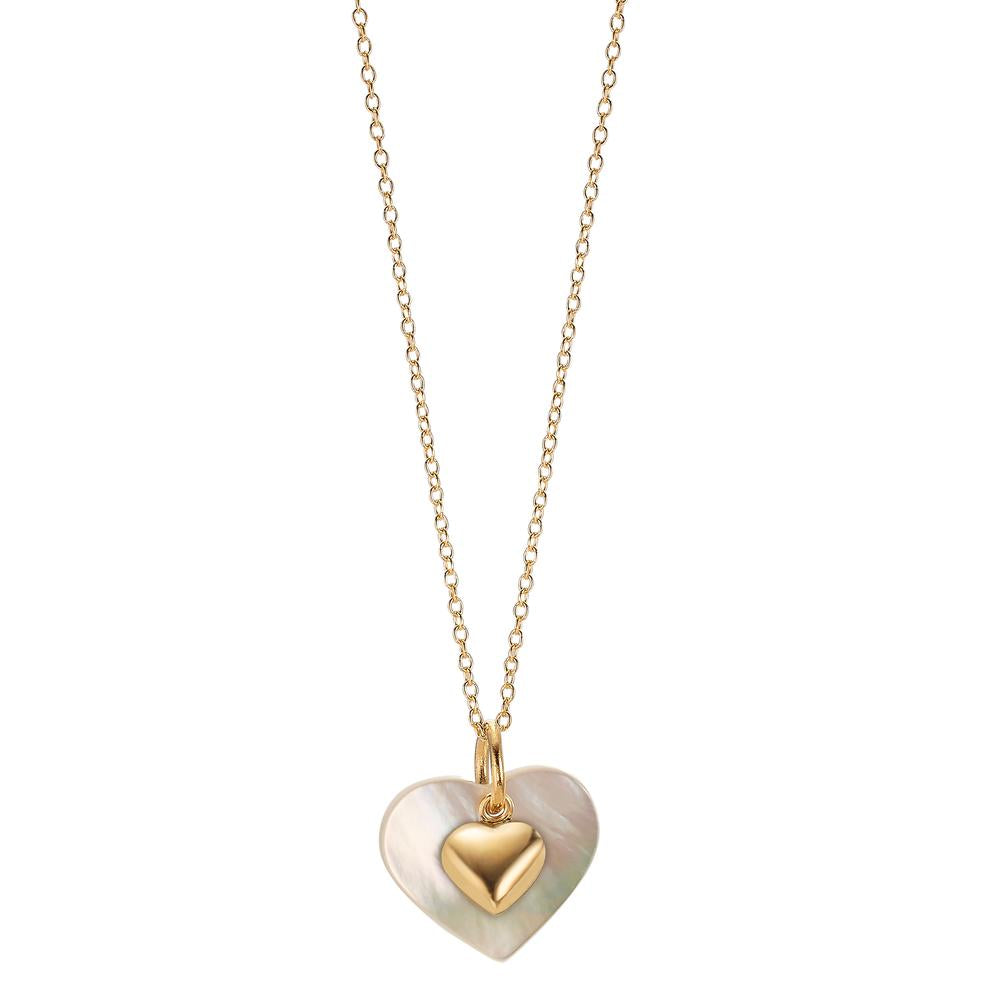 Conjunto Oro amarillo de 375/9K Madre perla blanco Corazón 40-42 cm
