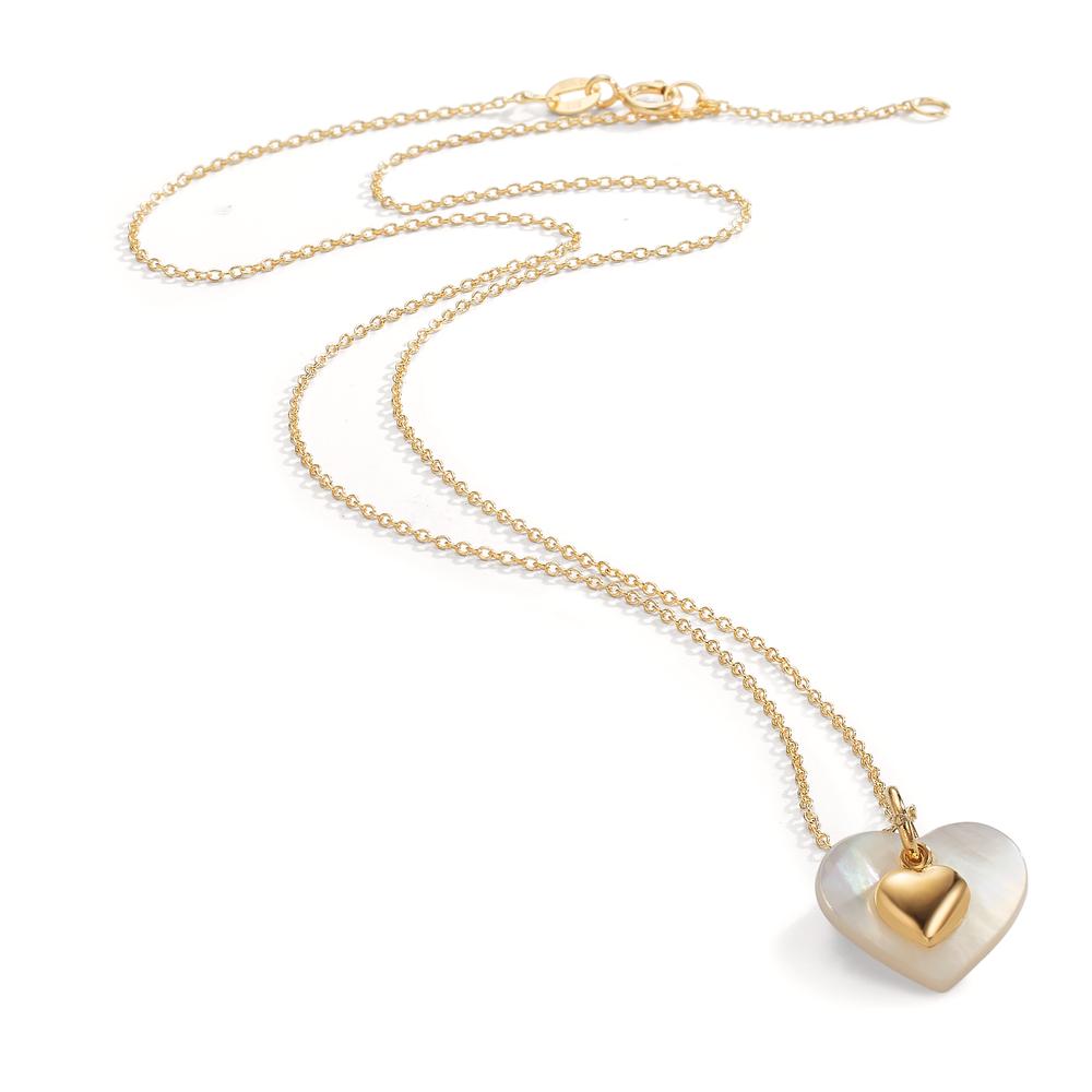 Conjunto Oro amarillo de 375/9K Madre perla blanco Corazón 40-42 cm
