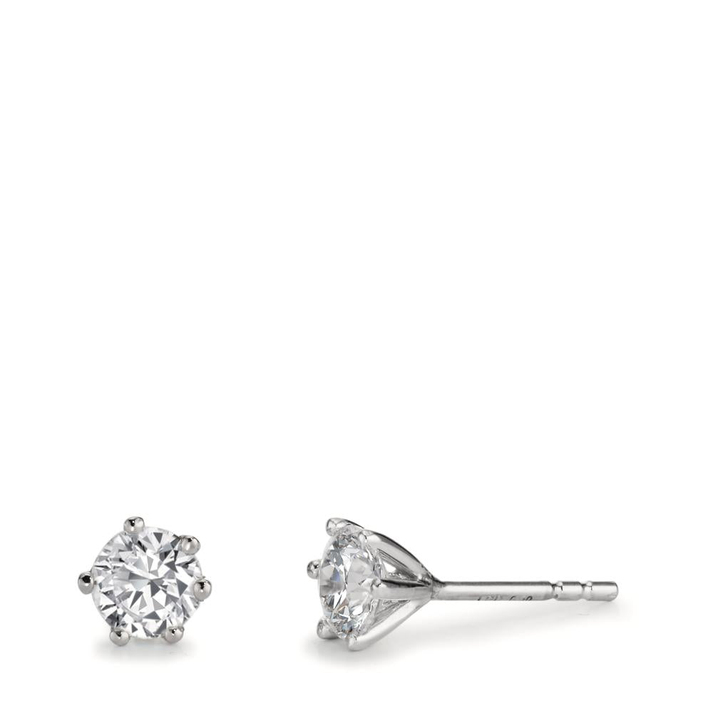 Pendientes 750/oro blanco de 18 quilates Diamante cultivado en laboratorio 1 ct, 2 piedras, w-si Ø5.5 mm