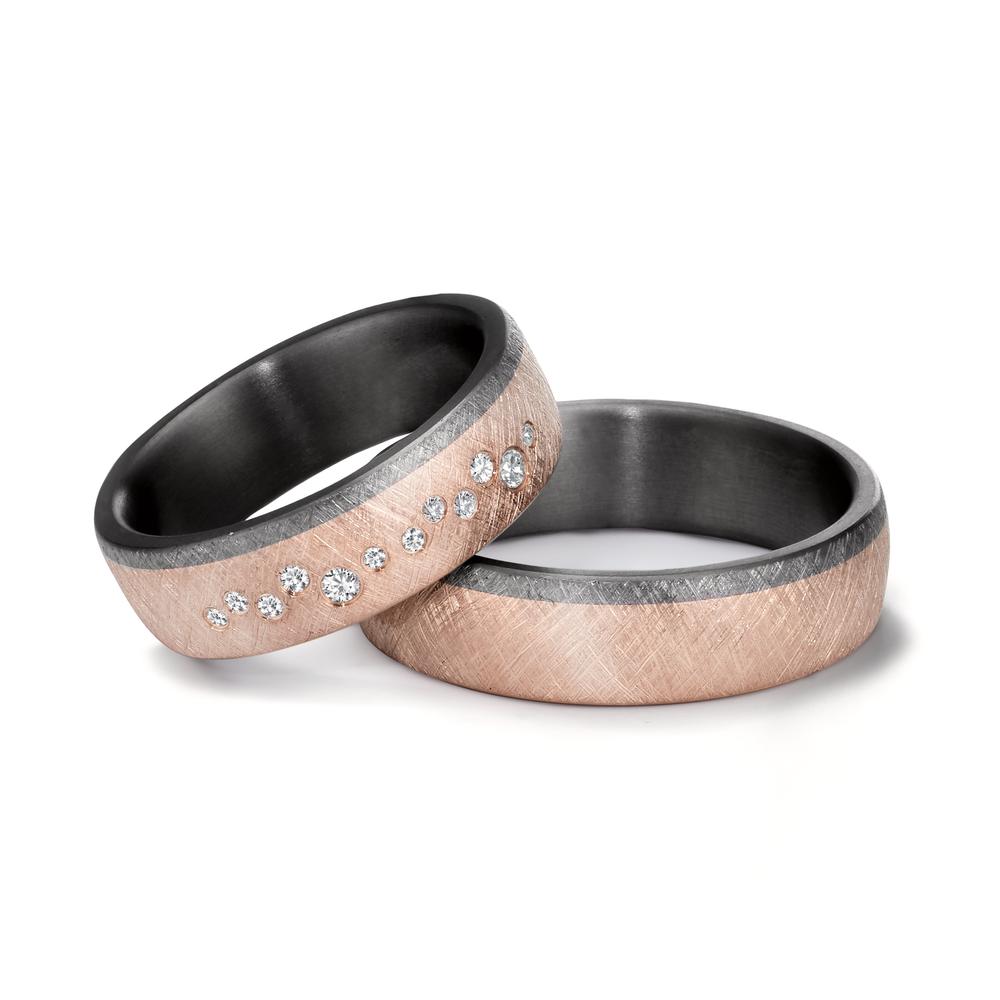 Anillo de pareja 999 tantalio, oro rosa de 585/14 kt
