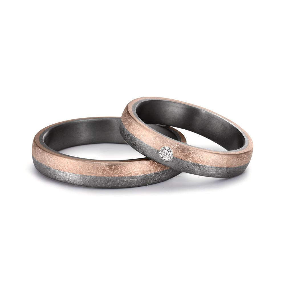 Anillo de pareja 999 tantalio, oro rosa de 585/14 kt