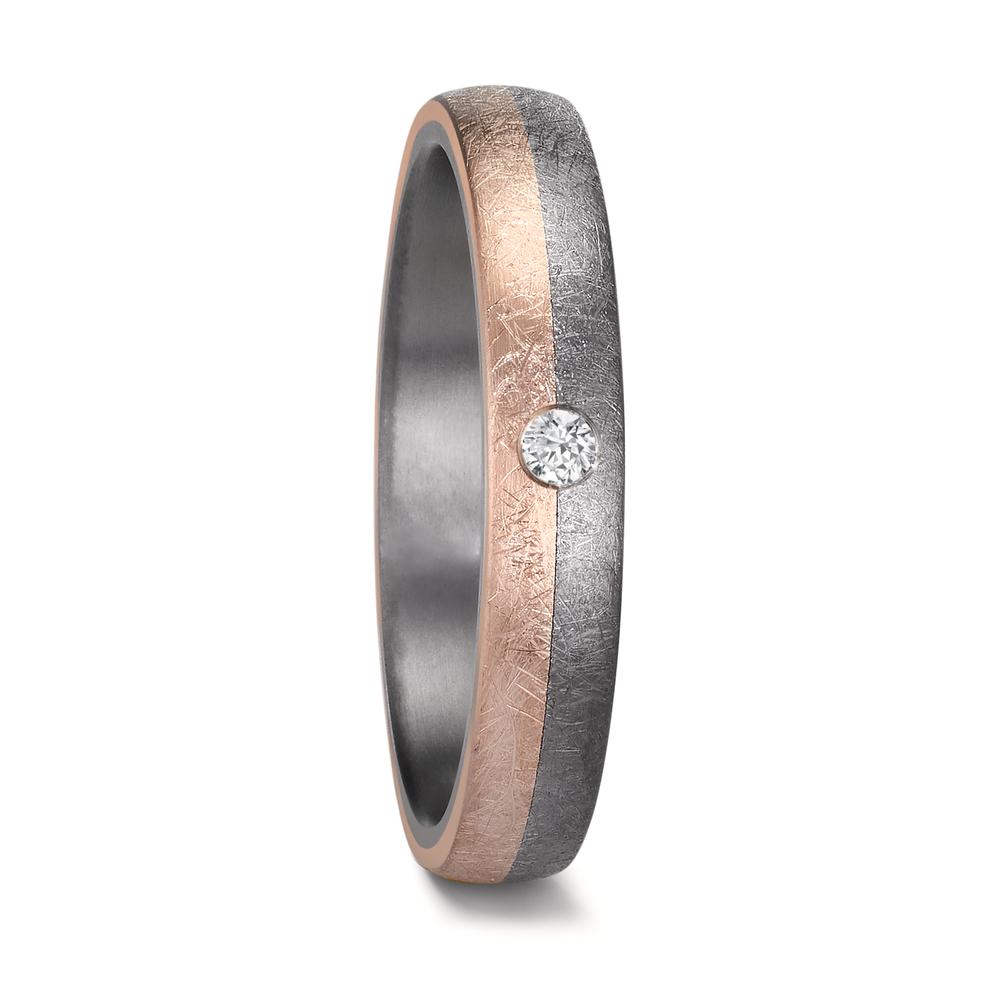 Anillo de pareja 999 tantalio, oro rosa de 585/14 kt Diamante 0.04 ct, w-si