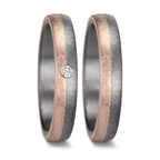 Anillo de pareja 999 tantalio, oro rosa de 585/14 kt