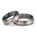 Anillo de pareja 999 tantalio, oro rosa de 585/14 kt