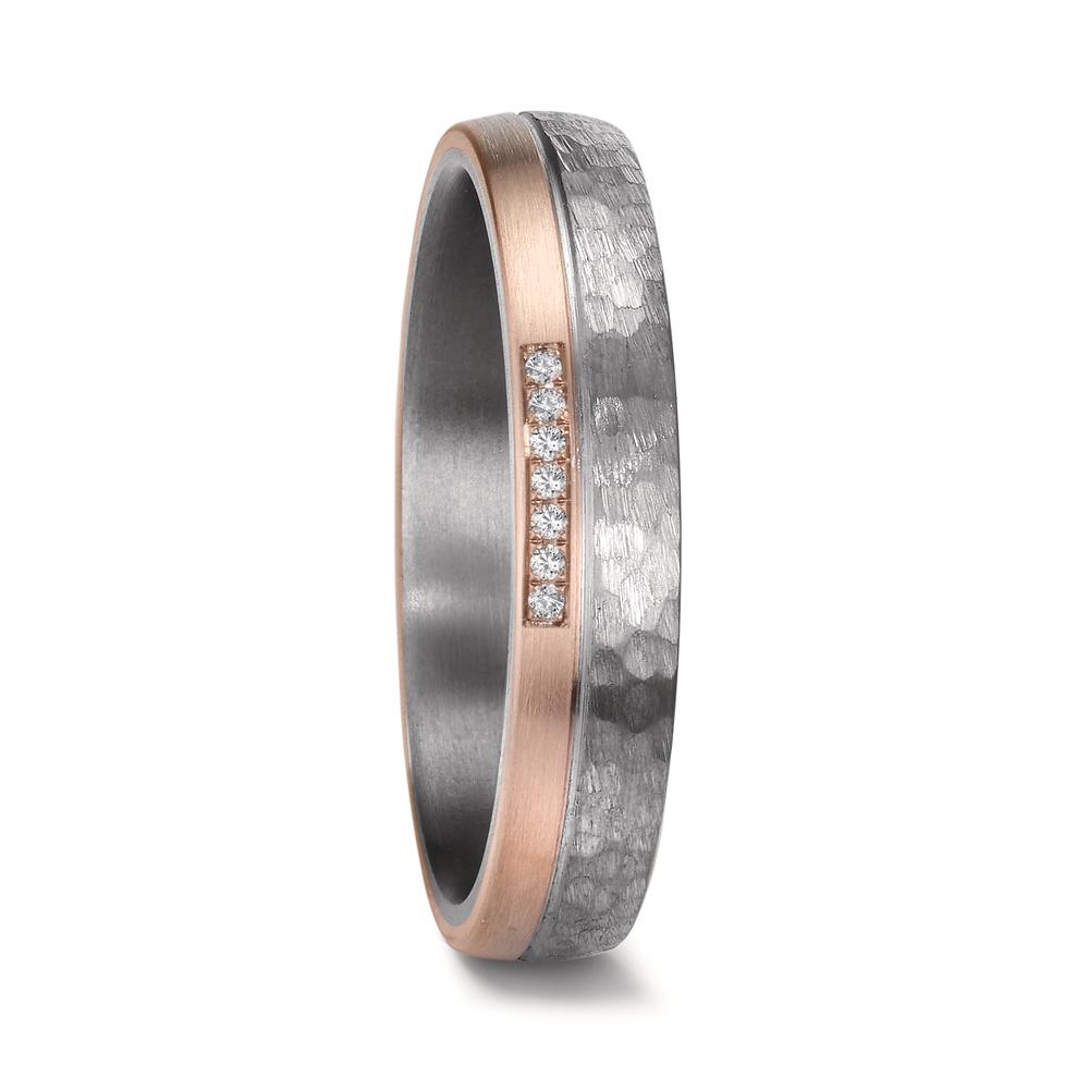 Anillo de pareja 999 tantalio, oro rosa de 585/14 kt Diamante 0.025 ct, 7 piedras, w-si