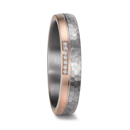 Anillo de pareja 999 tantalio, oro rosa de 585/14 kt Diamante 0.025 ct, 7 piedras, w-si