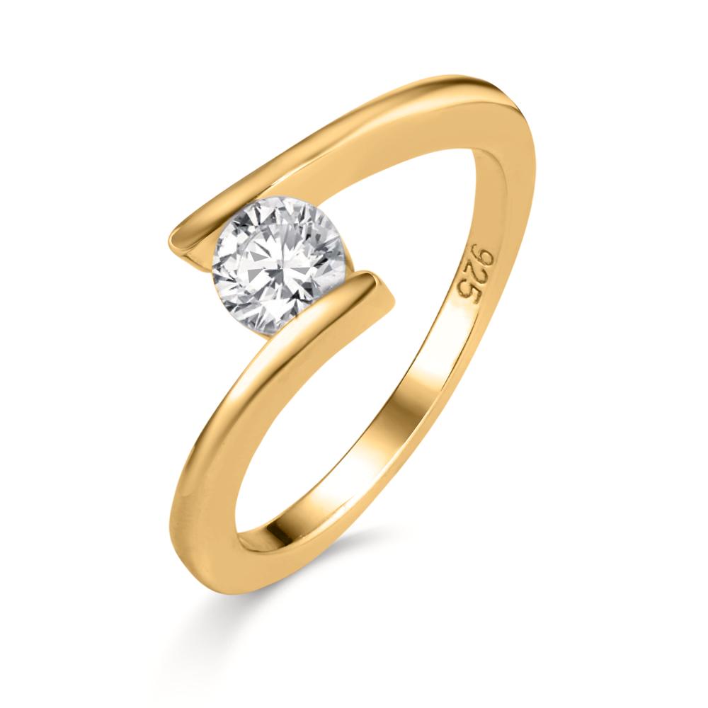Anillo de dedo Plata Circonita Amarillo Dorado