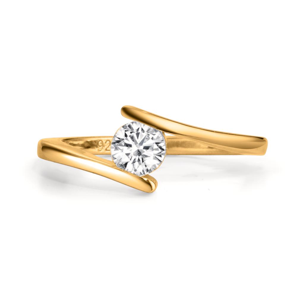 Anillo de dedo Plata Circonita Amarillo Dorado