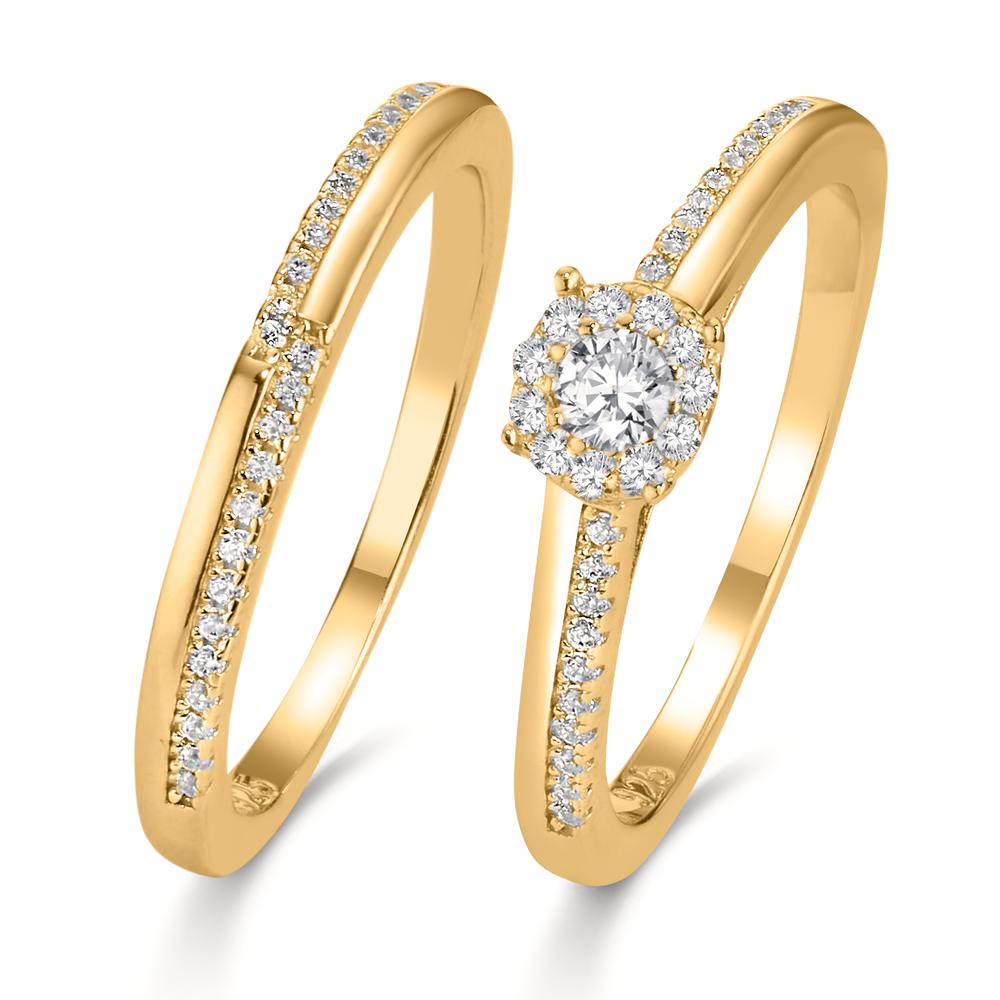 Anillo de dedo Plata Circonita Dorado