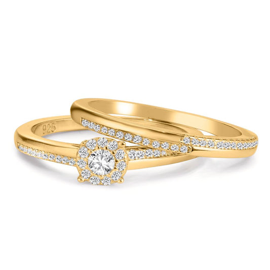 Anillo de dedo Plata Circonita Dorado