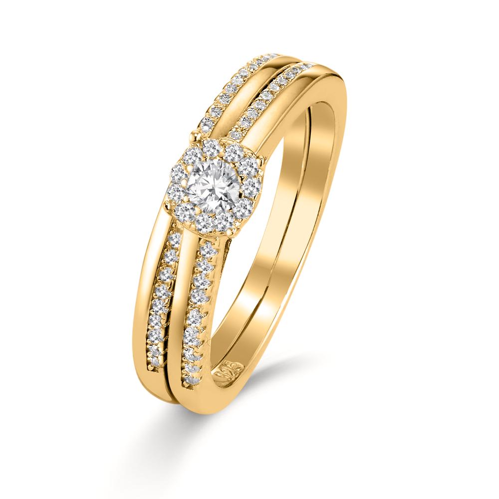 Anillo de dedo Plata Circonita Dorado