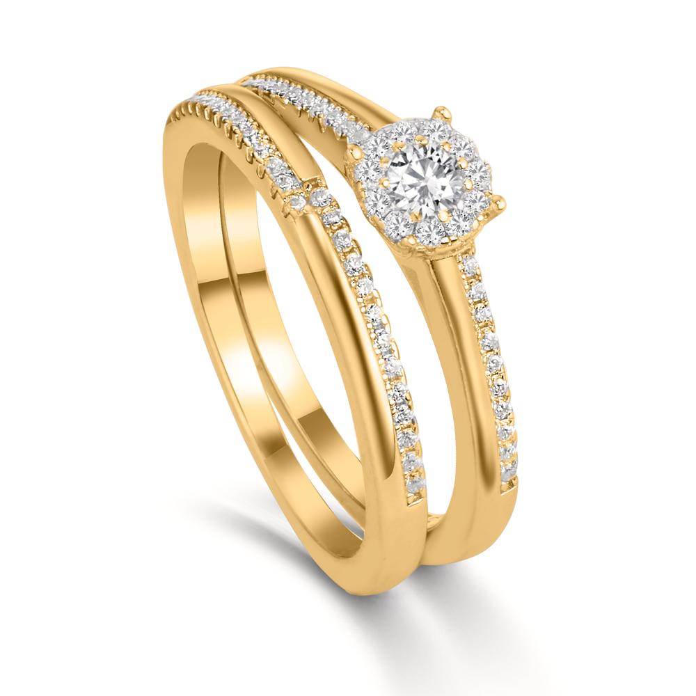 Anillo de dedo Plata Circonita Dorado
