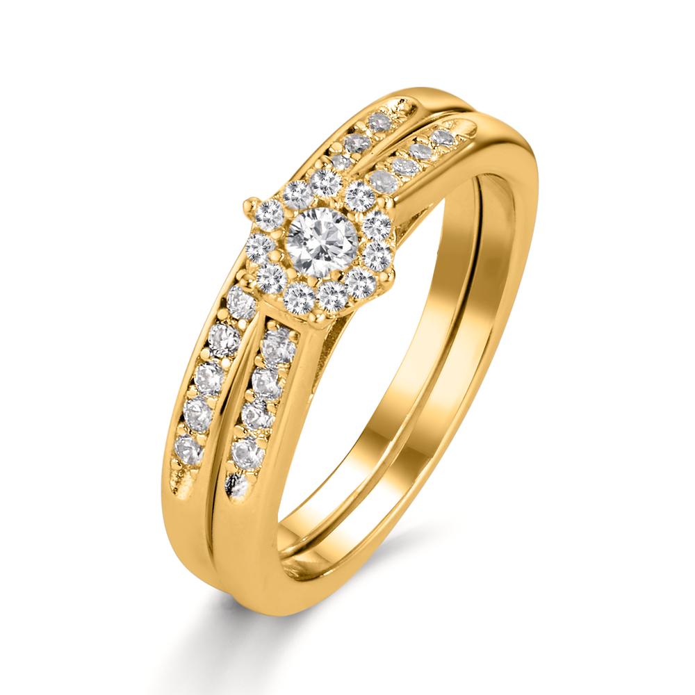 Anillo de dedo Plata Circonita Dorado