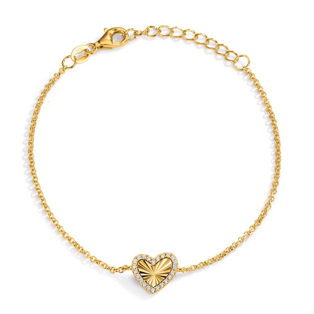 Pulsera Plata Circonita Amarillo Dorado Corazón
