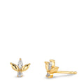 Pendientes Plata Circonita 4 piedras Amarillo Dorado Ø7 mm