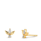 Pendientes Plata Circonita 4 piedras Amarillo Dorado Ø7 mm