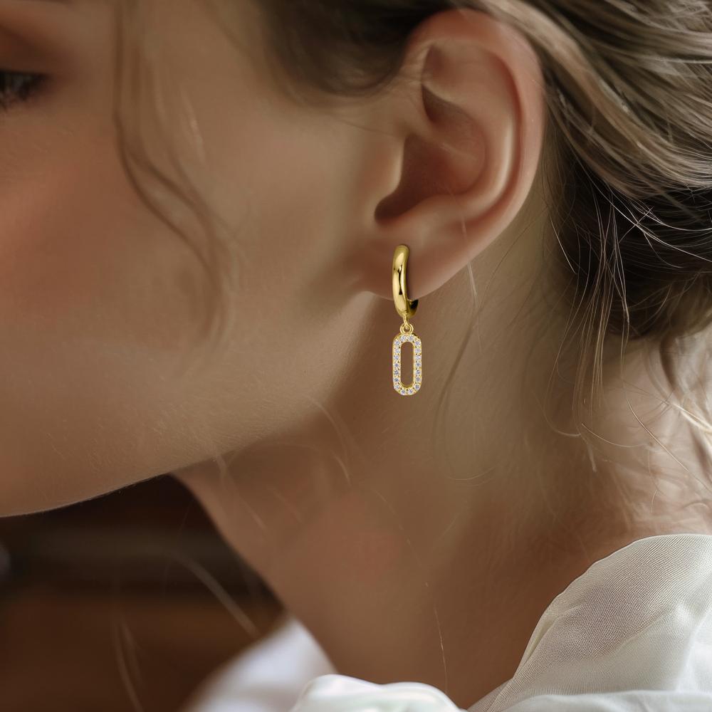 Aro con bisagra Plata Circonita Amarillo Dorado