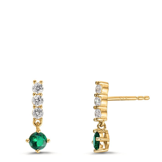 Pendientes Plata Circonita 8 piedras Amarillo Dorado