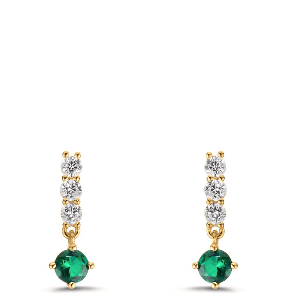 Pendientes Plata Circonita 8 piedras Amarillo Dorado