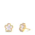 Pendientes Plata Circonita Amarillo Dorado Madre perla Flor Ø10 mm