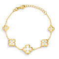 Pulsera Plata Amarillo Dorado Madre perla Flor