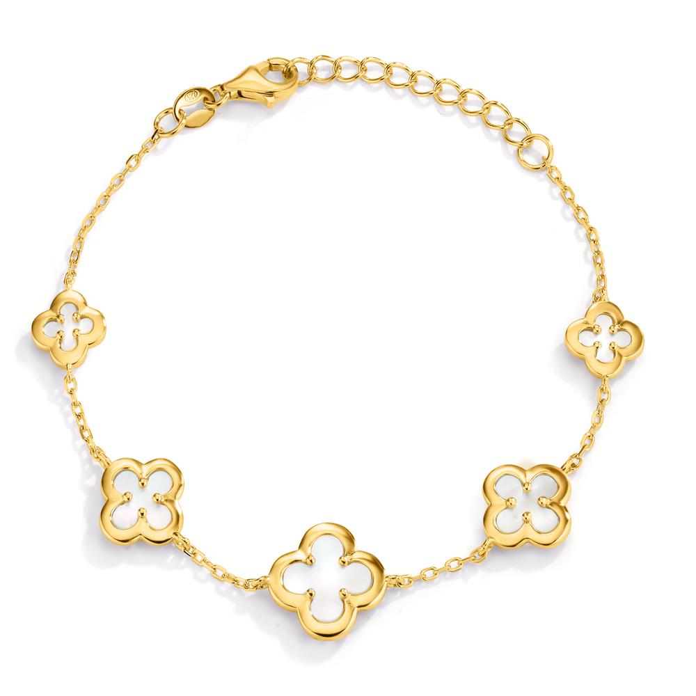 Pulsera Plata Amarillo Dorado Madre perla Flor