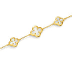 Pulsera Plata Amarillo Dorado Madre perla Flor