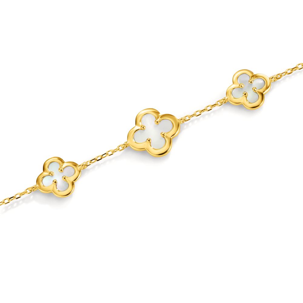 Pulsera Plata Amarillo Dorado Madre perla Flor